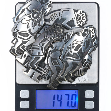 Bernard Dawahoya (1936-2010) Hopi Overlay Kachina pin collection sterling silver - Estate Fresh Austin