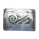 Vintage sterling silver Navajo chip inlay belt buckle - Estate Fresh Austin