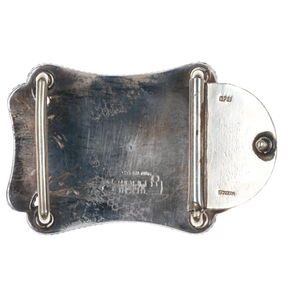 70's-80's Vintage Vogt hand engraved sterling silver belt buckle with rope edge - Estate Fresh Austin