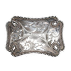 70's-80's Vintage Vogt hand engraved sterling silver belt buckle with rope edge - Estate Fresh Austin