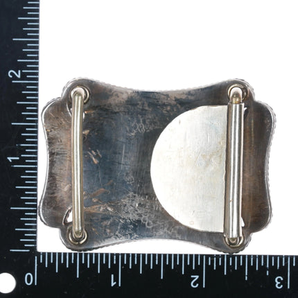 70's-80's Vintage Vogt hand engraved sterling silver belt buckle with rope edge - Estate Fresh Austin