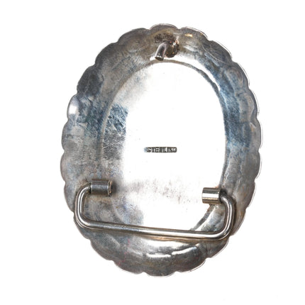 80's Vintage Navajo sterling silver and lapis belt buckle - Estate Fresh Austin