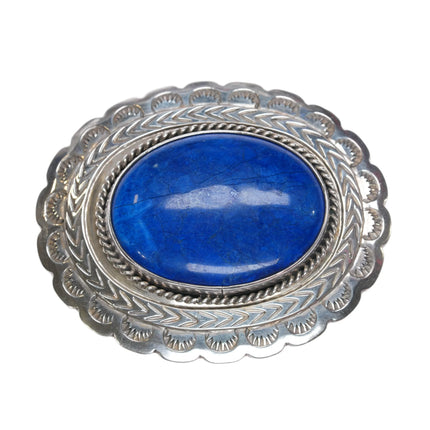 80's Vintage Navajo sterling silver and lapis belt buckle - Estate Fresh Austin