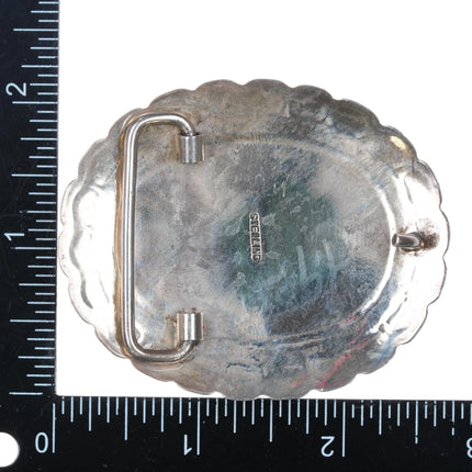 80's Vintage Navajo sterling silver and lapis belt buckle - Estate Fresh Austin