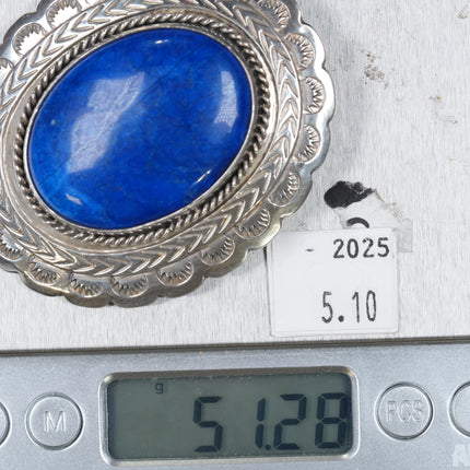 80's Vintage Navajo sterling silver and lapis belt buckle - Estate Fresh Austin
