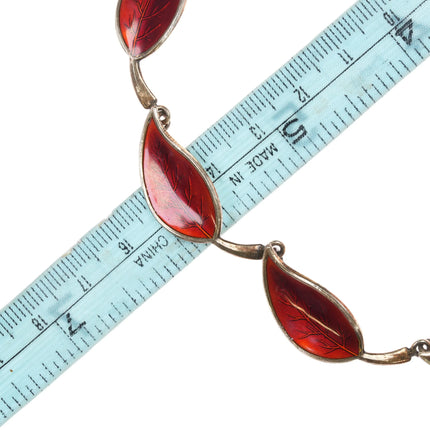 Meka Denmark Red Enamel gilt sterling silver 6.5" bracelet 15" Choker necklace - Estate Fresh Austin