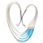 10 strand Southwestern sterling liquid silver turquoise tube beads necklace - Estate Fresh Austin