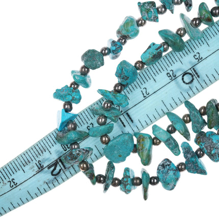 2 strand Southwestern sterling liquid silver turquoise nugget beads necklace - Estate Fresh Austin