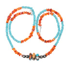 Southwestern sterling spiny oyster, turquoise beaded necklace - Estate Fresh Austin