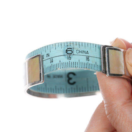 6.5" SMC Zuni Sabin M Chavez Multi-color mother of pearl inlay sterling silver cuff bracelet - Estate Fresh Austin