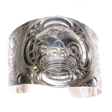 6.8" Alfred Seaweed Kwagiulth Northwest coast sterling silver cuff bracelet - Estate Fresh Austin