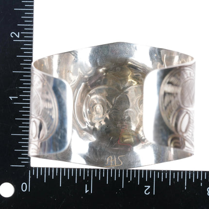 6.8" Alfred Seaweed Kwagiulth Northwest coast sterling silver cuff bracelet - Estate Fresh Austin
