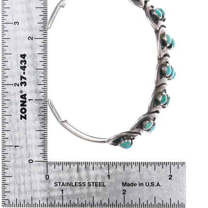 6.5" 40's-50's Zuni sterling silver 3 row snake eye turquoise cuff bracelet - Estate Fresh Austin