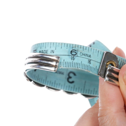 6.5" 40's-50's Zuni sterling silver 3 row snake eye turquoise cuff bracelet - Estate Fresh Austin