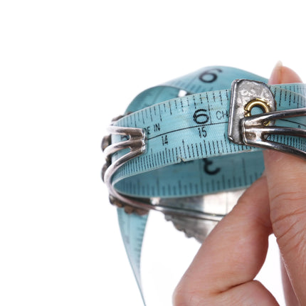 6.1" Southwestern sterling silver turquoise cluster cuff bracelet - Estate Fresh Austin