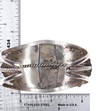 6.65" GC Vintage Navajo sterling silver spiderweb turquoise cuff bracelet - Estate Fresh Austin
