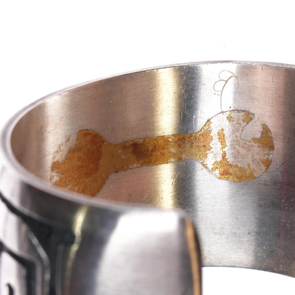 6.75" Large Vintage Hopi or Navajo Overlay cuff bracelet sterling silver - Estate Fresh Austin