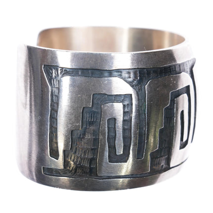 6.75" Large Vintage Hopi or Navajo Overlay cuff bracelet sterling silver - Estate Fresh Austin