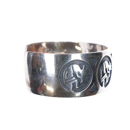 6.75" Mark Tawahongva Hopi Overlay Kokopelli cuff bracelet sterling silver - Estate Fresh Austin