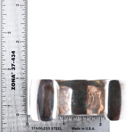 6.75" Mark Tawahongva Hopi Overlay Kokopelli cuff bracelet sterling silver - Estate Fresh Austin