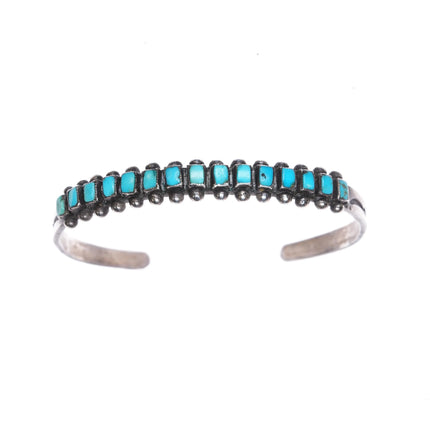 6.5" 40's-50's Zuni Square cut turquoise row cuff bracelet sterling silver - Estate Fresh Austin