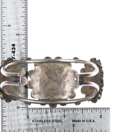 6.75" 50's-60's Zuni channel inlay sunface cuff bracelet sterling silver - Estate Fresh Austin