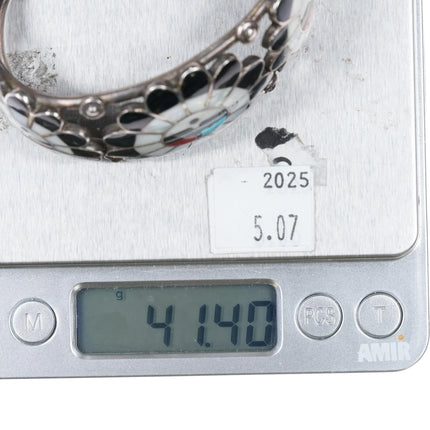 6.75" 50's-60's Zuni channel inlay sunface cuff bracelet sterling silver - Estate Fresh Austin