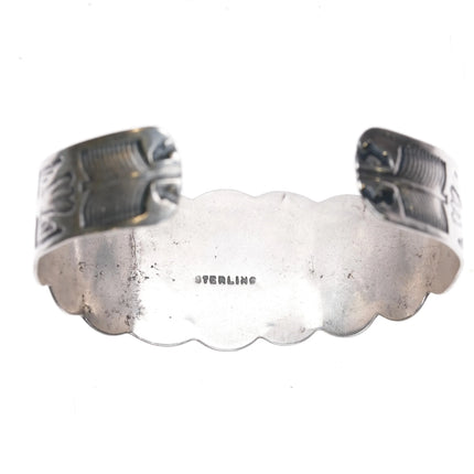 6.6" 40's-50's Fred Harvey style Indian Chief sterling turquoise cuff bracelet - Estate Fresh Austin