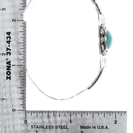 6.6" 40's-50's Fred Harvey style Indian Chief sterling turquoise cuff bracelet - Estate Fresh Austin