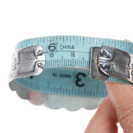6.6" 40's-50's Fred Harvey style Indian Chief sterling turquoise cuff bracelet - Estate Fresh Austin