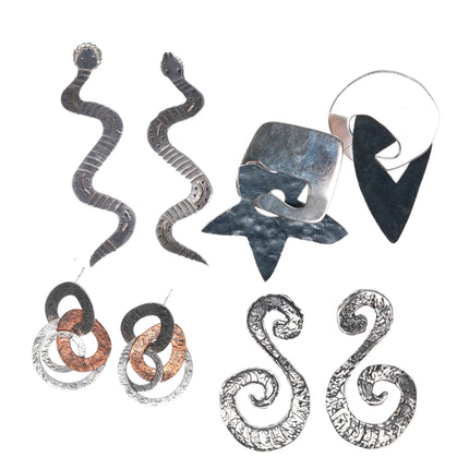 1990's Santa Fe Artisan Multi sterling silver earrings collection - Estate Fresh Austin