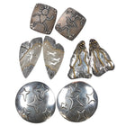 1990's Santa Fe Artisan Multi Abstract sterling silver earrings collection - Estate Fresh Austin