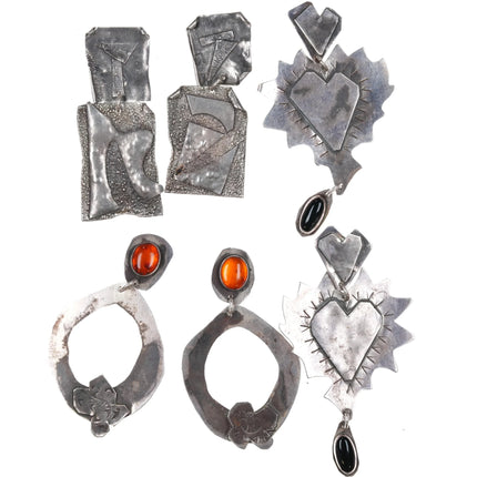Cynthia Orr Inson Santa Fe gemset modernist sterling silver earrings collection - Estate Fresh Austin