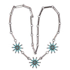 Vintage Zuni Starburst needlepoint turquoise sterling silver necklace - Estate Fresh Austin