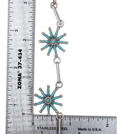 Vintage Zuni Starburst needlepoint turquoise sterling silver necklace - Estate Fresh Austin