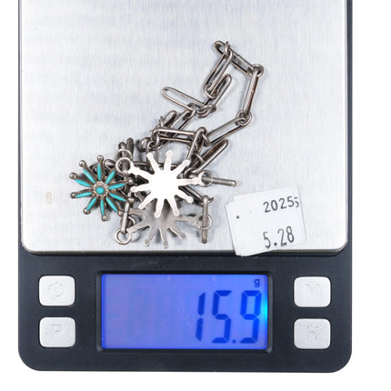 Vintage Zuni Starburst needlepoint turquoise sterling silver necklace - Estate Fresh Austin