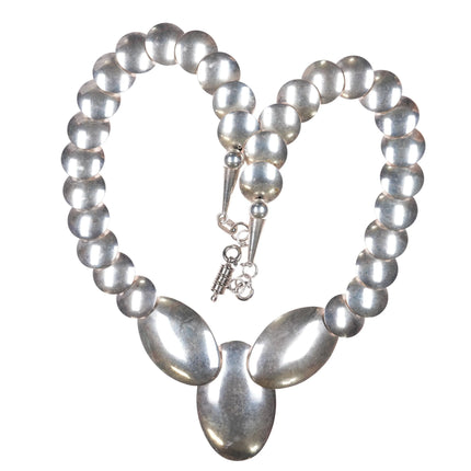 Carolyn Pollack Southwestern sterling silver stamped pillow bead necklace - Estate Fresh Austin