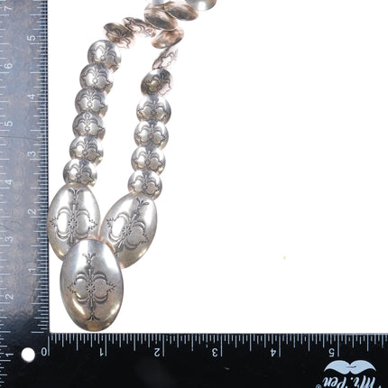 Carolyn Pollack Southwestern sterling silver stamped pillow bead necklace - Estate Fresh Austin