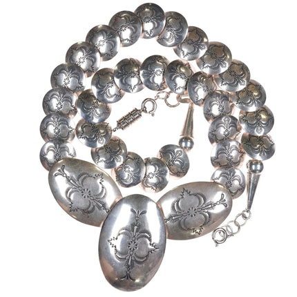 Carolyn Pollack Southwestern sterling silver stamped pillow bead necklace - Estate Fresh Austin