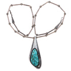 Vintage c1970 Southwestern Modernist sterling silver turquoise freeform pendant - Estate Fresh Austin