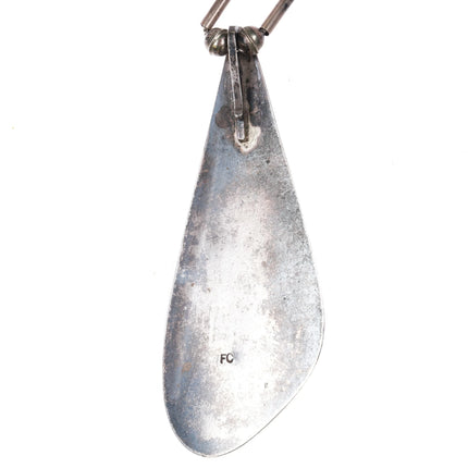 Vintage c1970 Southwestern Modernist sterling silver turquoise freeform pendant - Estate Fresh Austin