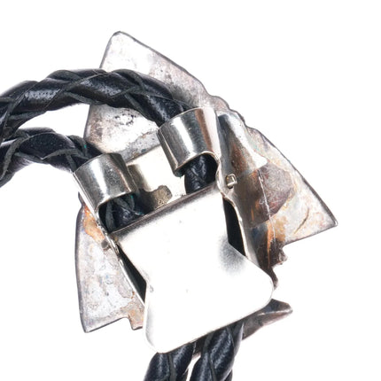 Vintage Southwestern sterling silver inlaid turquoise arrowhead form bolo tie - Estate Fresh Austin