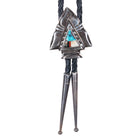 Vintage Southwestern sterling silver inlaid turquoise arrowhead form bolo tie - Estate Fresh Austin