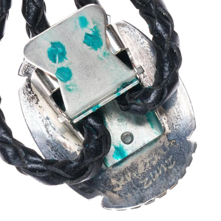 Vintage Bev Etsate Zuni sterling silver raised inlay sunface bolo tie - Estate Fresh Austin