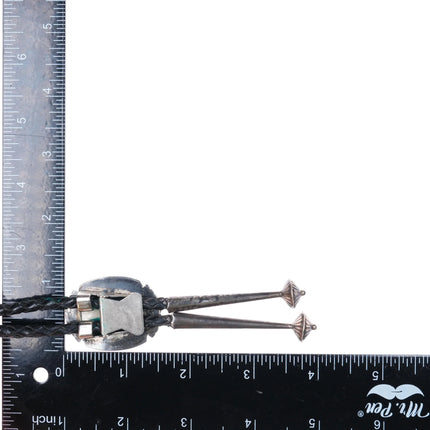 Vintage Bev Etsate Zuni sterling silver raised inlay sunface bolo tie - Estate Fresh Austin