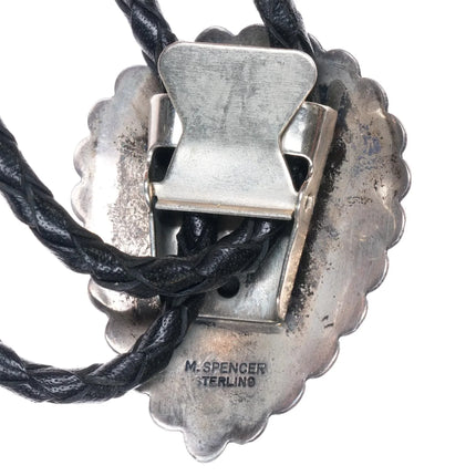 Vintage M Spencer Navajo sterling silver and turquoise bolo tie - Estate Fresh Austin