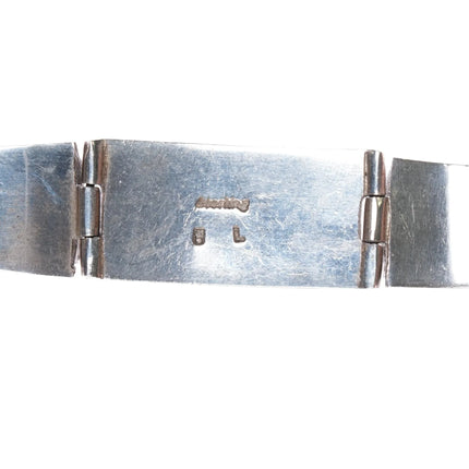 7" BL Southwestern Sterling silver intarsia multi-stone inlay link bracelet - Estate Fresh Austin