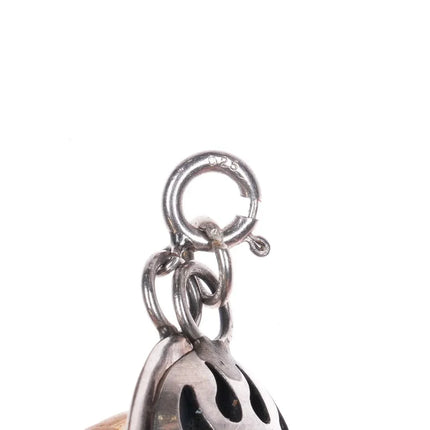 7.25" Vintage Navajo sterling silver turquoise bear paw shadowbox link bracelet - Estate Fresh Austin