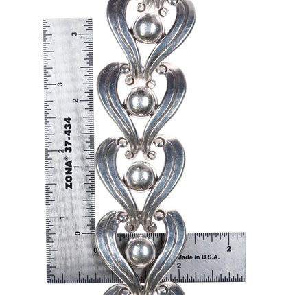 7" Vintage Mexican Modernist sterling silver link bracelet art deco MCM - Estate Fresh Austin