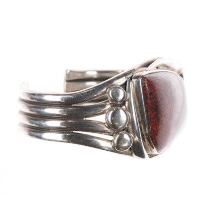 6.25" Orville Tsinnie Navajo GemBone Dinosaur Bone Sterling silver cuff bracelet - Estate Fresh Austin